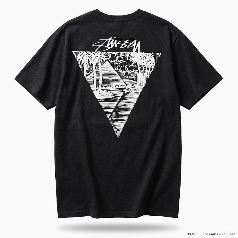 Stussy triangle print style black T-shirt
