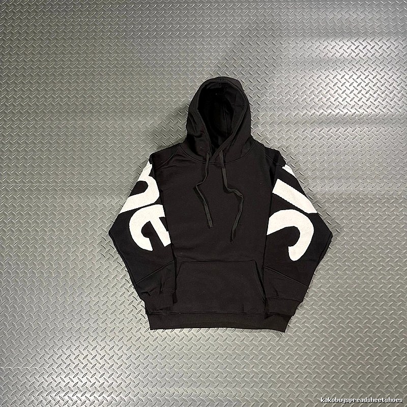 Supreme Black Oversized Sleeve Logo Hoodie