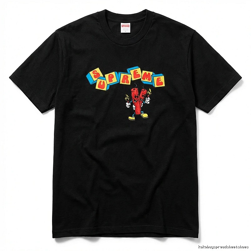 Supreme Cartoon Square Style Black T-shirt
