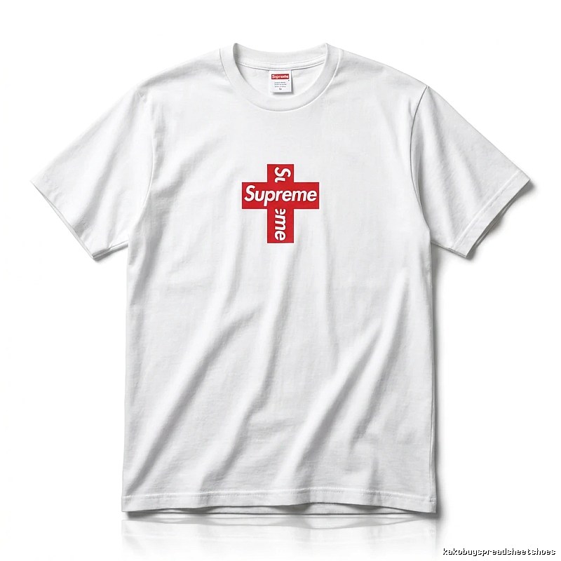 Supreme Cross Trend Brand White T-shirt