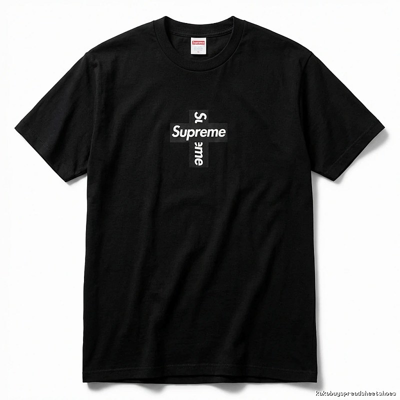 Supreme Cross Trendy brand Black T-shirt