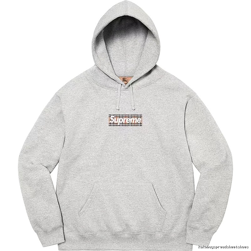 Supreme Logo Detail Logo hoodie Gray Red Oversized with Functional Detail