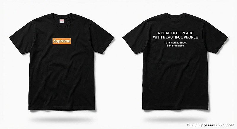 Supreme orange printed trendy and cool short-sleeved shirt