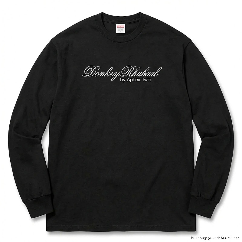 Supreme Print Retro Style Black Long-sleeve Shirt