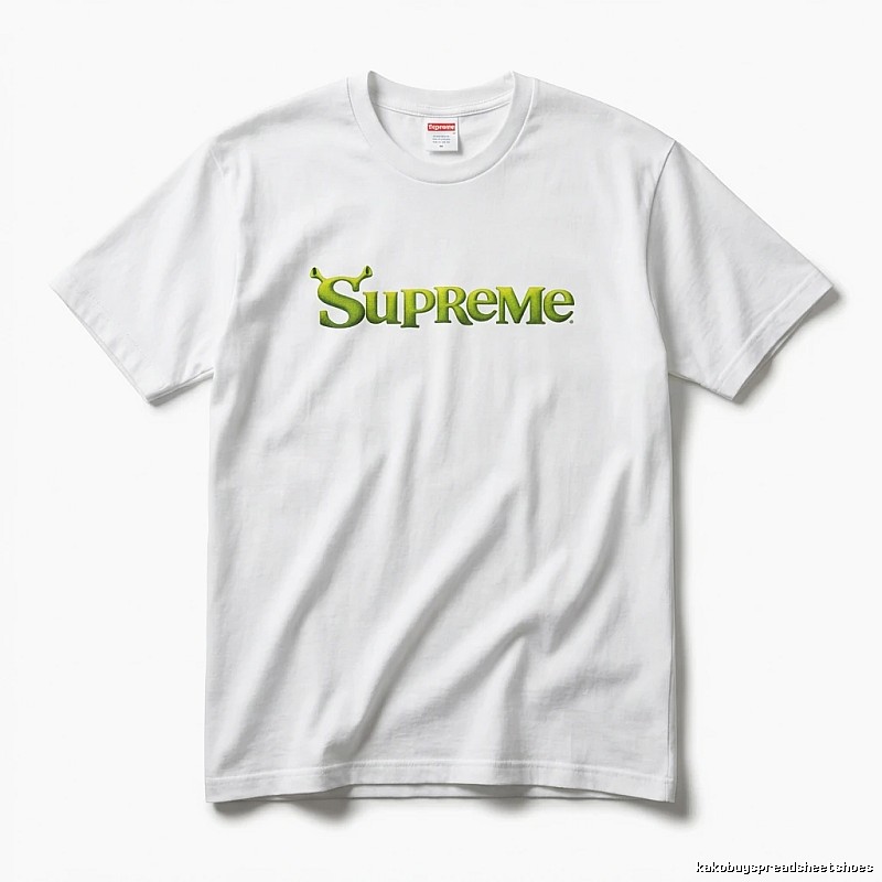 Supreme-printed trendy and cool white T-shirt