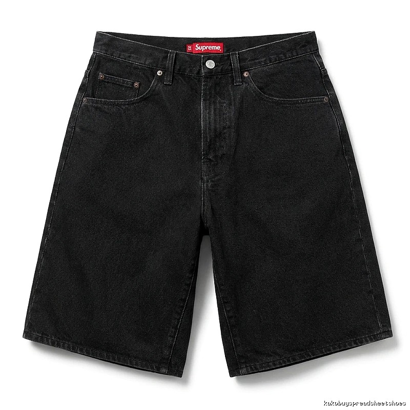 Supreme retro-style black denim shorts