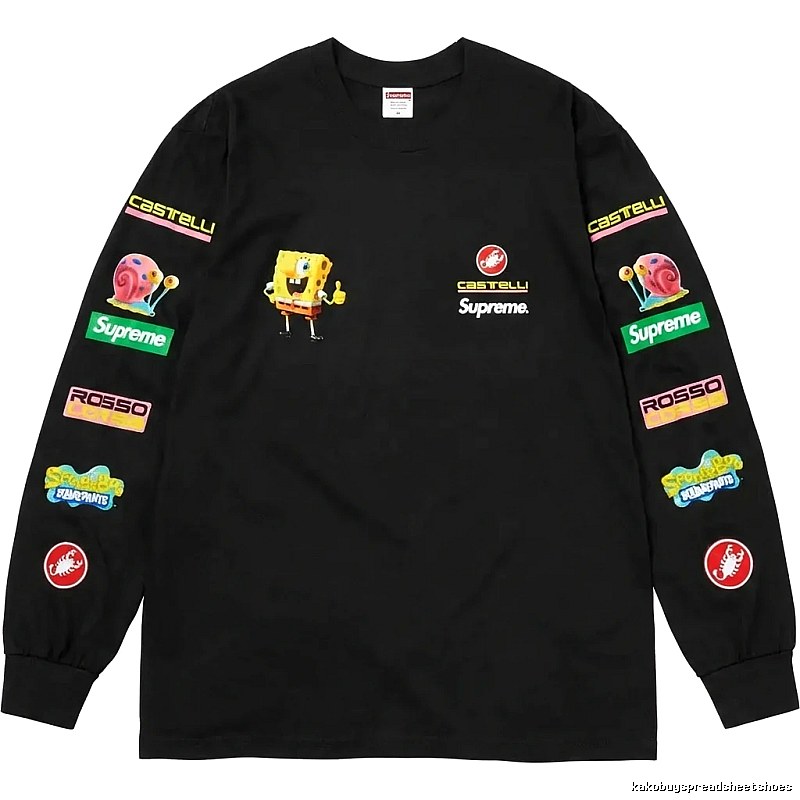 Supreme SpongeBob SquarePants Co-branded Black Long-sleeve Shirt