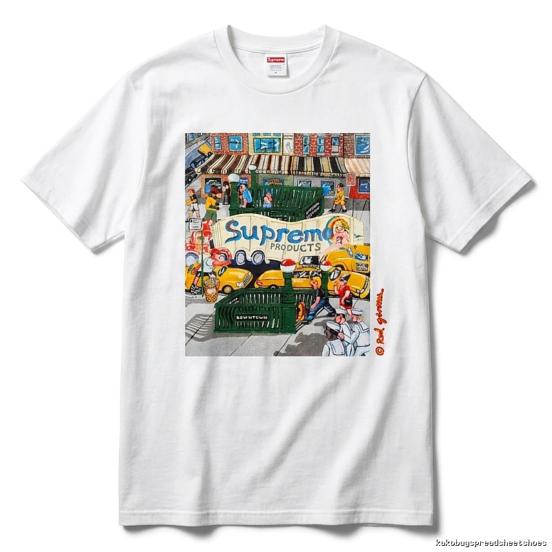 Supreme street style white T-shirt
