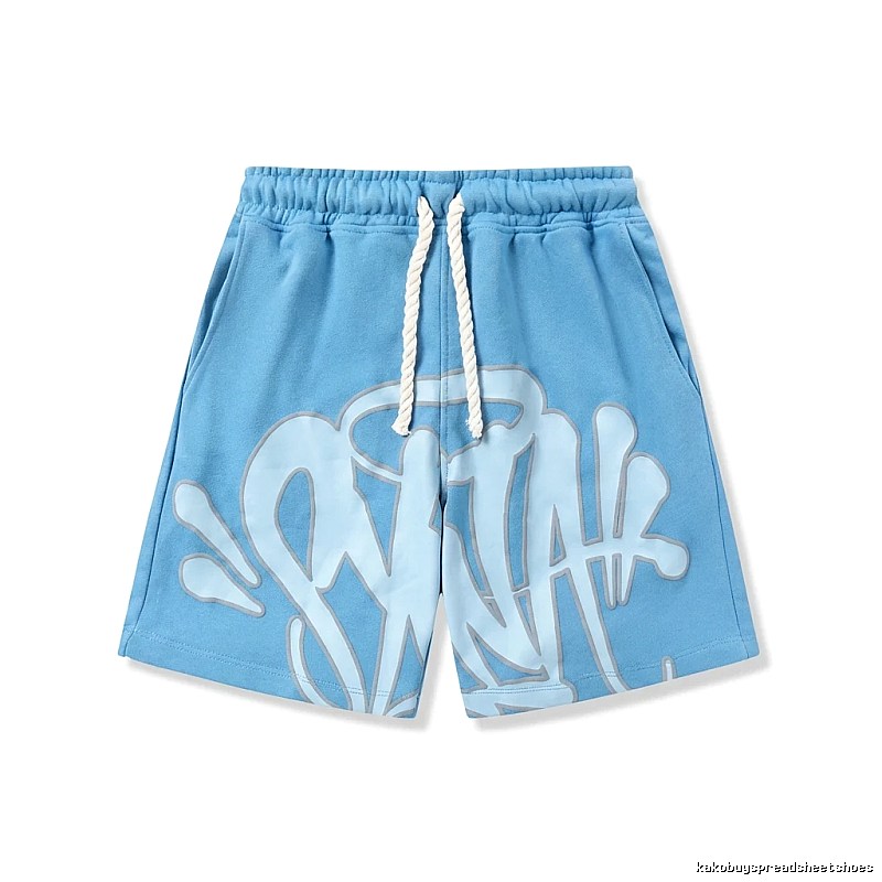 SynaWorld graffiti-style blue shorts