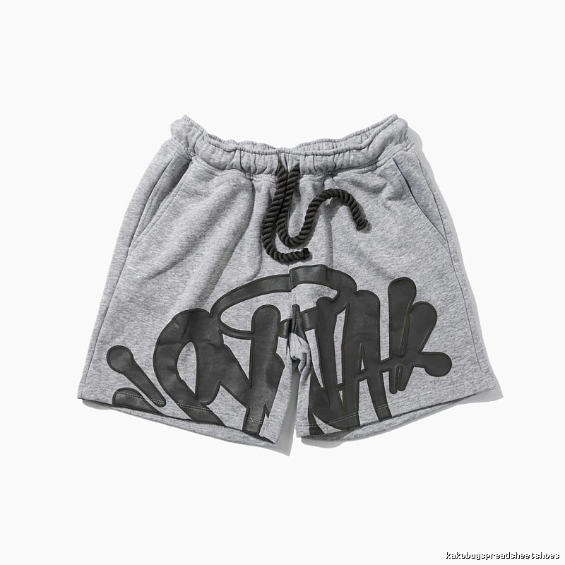 SynaWorld graffiti-style gray shorts