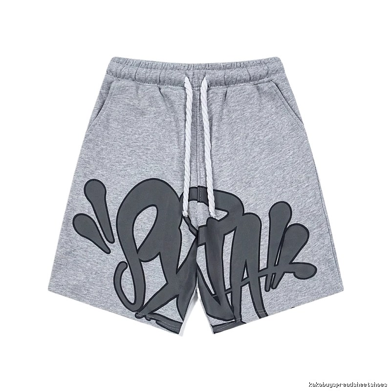 SynaWorld graffiti-style gray shorts