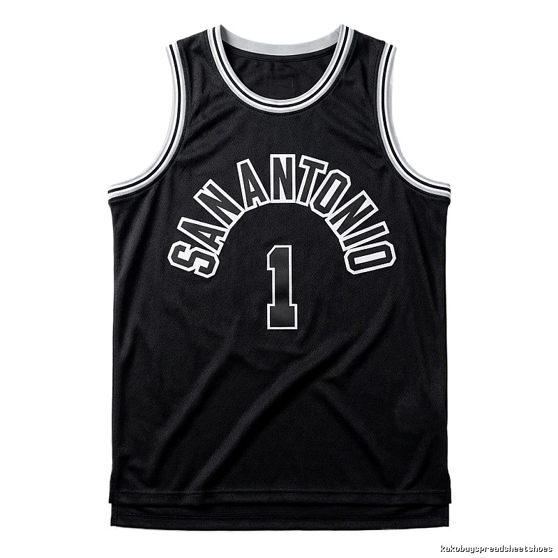 The black jersey of the San Antonio Spurs' Wembanyama style.