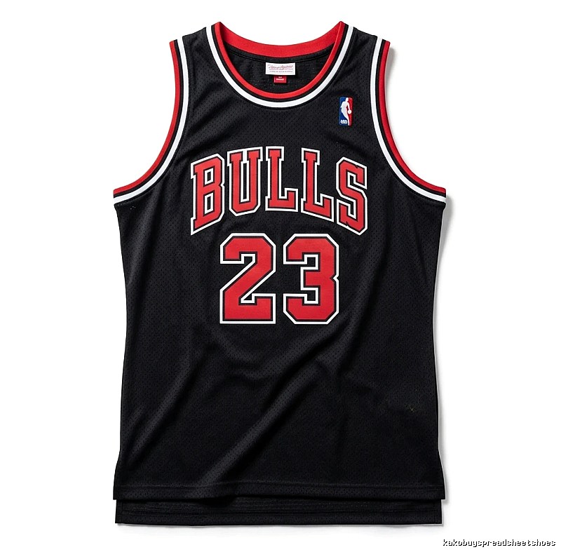 The classic black and red basketball uniforms of the Michael Jordan.