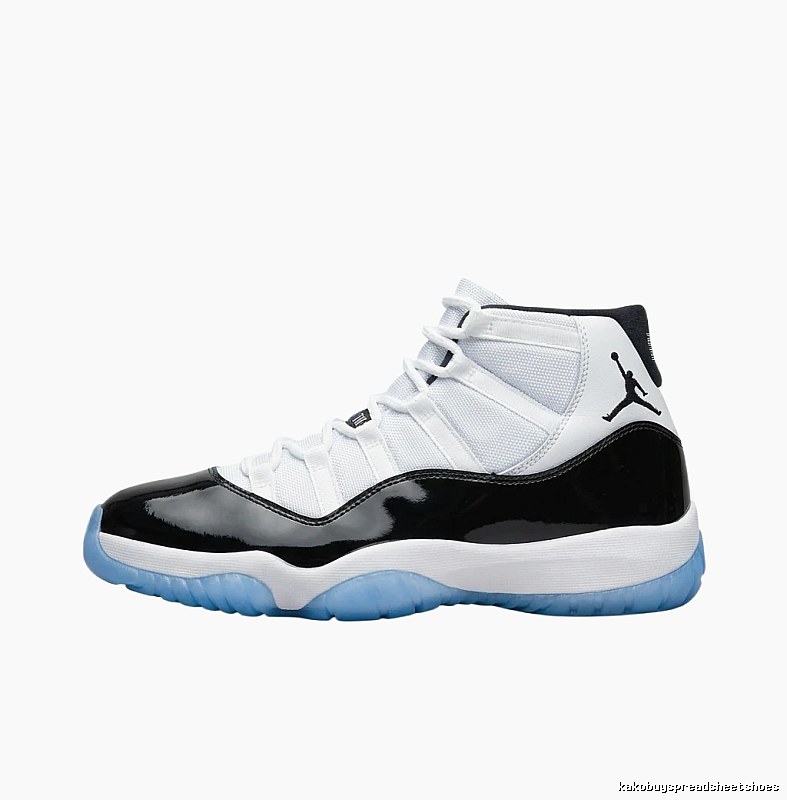 The classic black-and-white Air Jordan 11 basketball shoes.