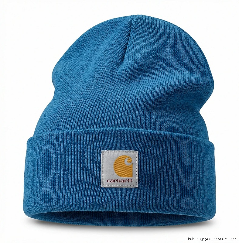 The classic blue knitted hat of Carhartt.