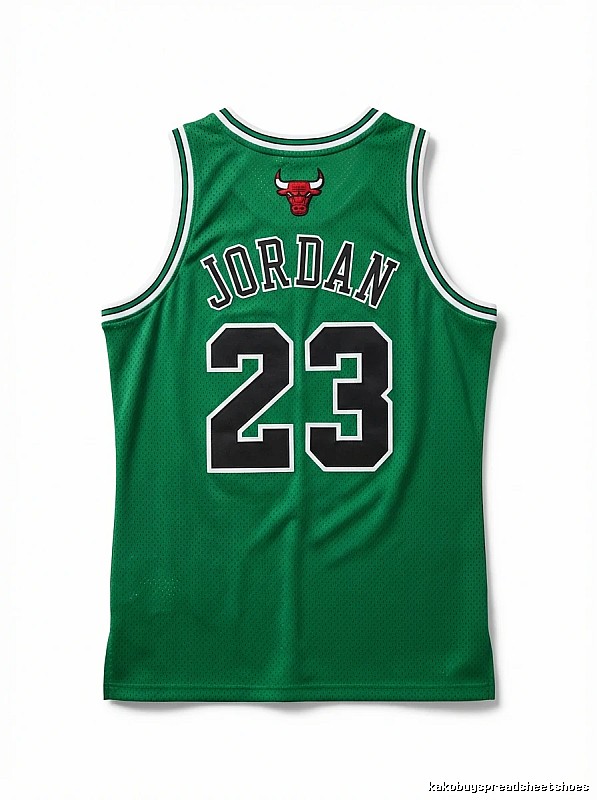 The green jersey with the number 23 of Michael Jordan