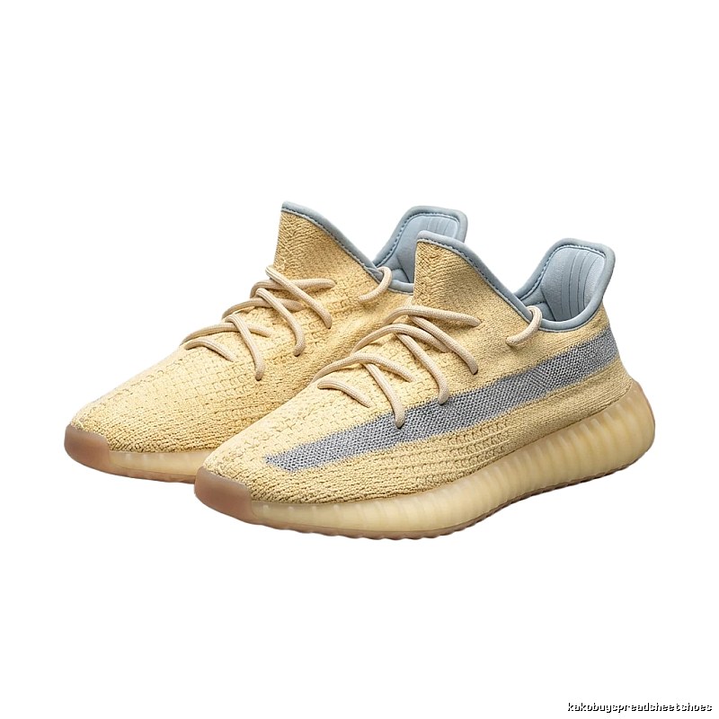 The minimalist style light yellow shoes of Yeezy 350 v2