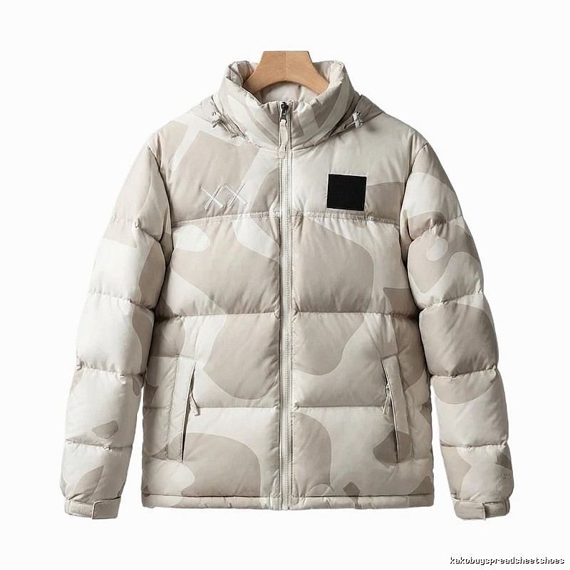 The North Face camouflage-style white down jacket