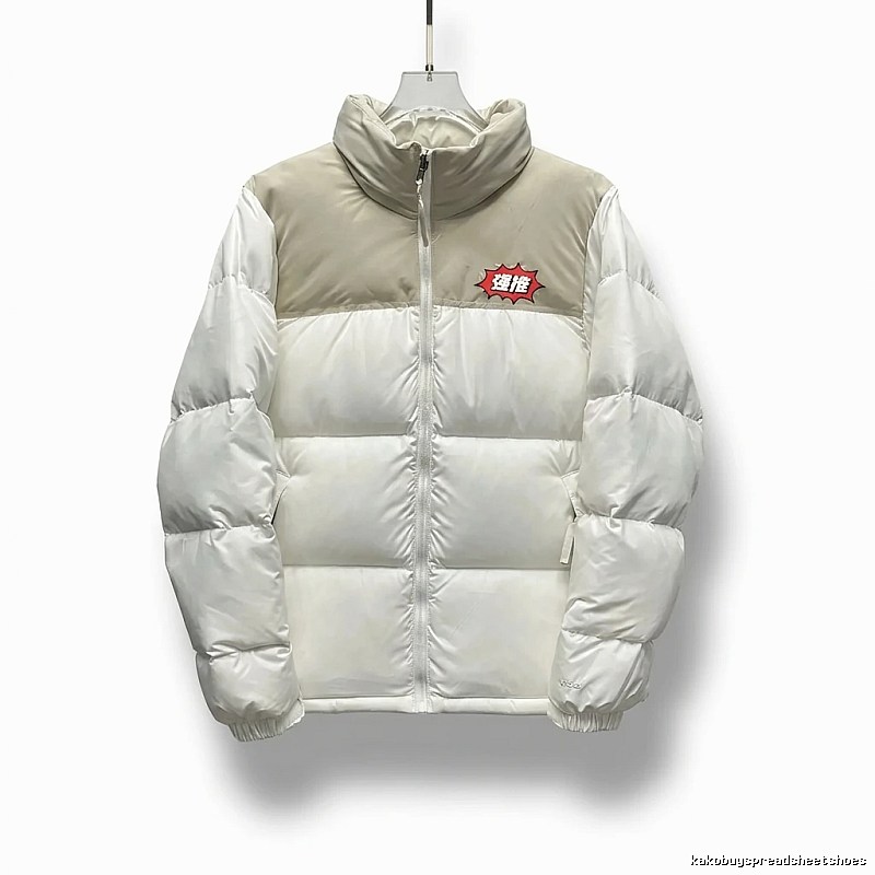 The North Face Cream White Patchwork Down Jacket