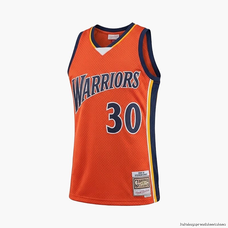 The retro orange jersey of Stephenen Curry from the Warriors team.