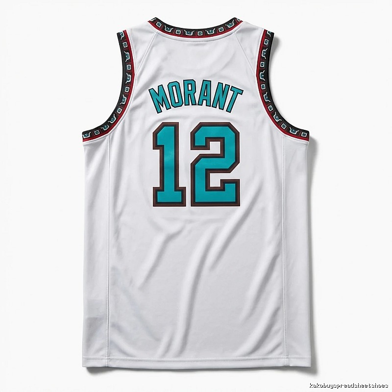 The white basketball uniform of Ja Morant of the Grizzlies.