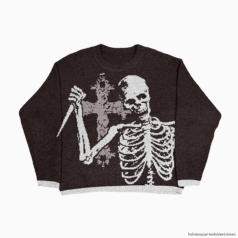 Travel Anime graphic sweater Black Knit Top with Modern Look