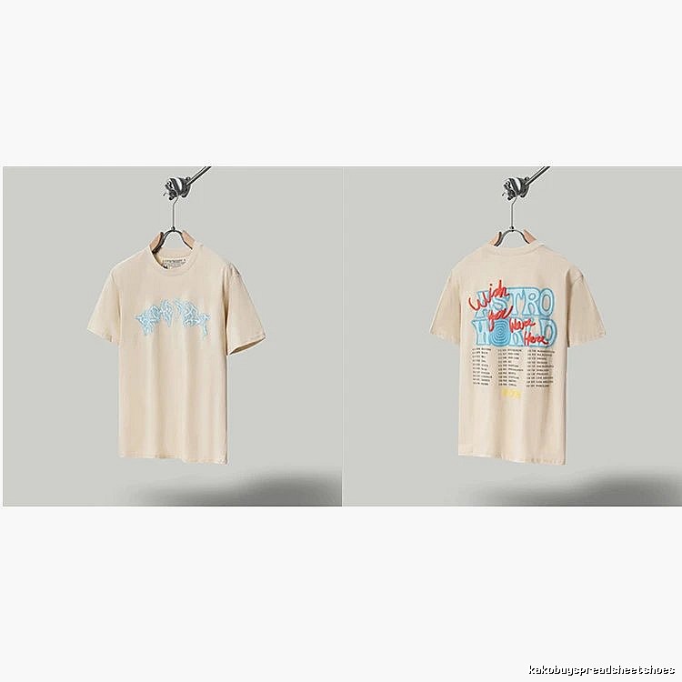 Travis Scott Astro Street Style Apricot Beige Short Sleeve T-Shirt
