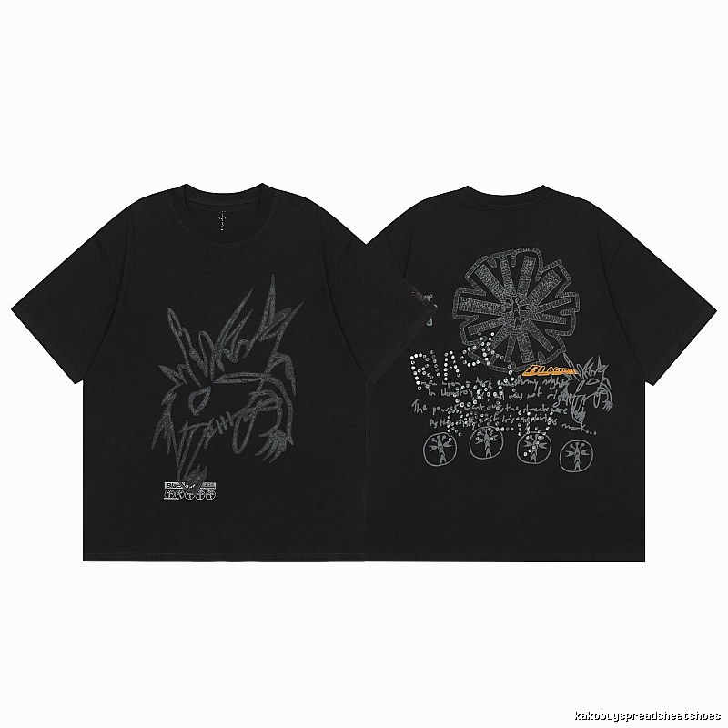 Travis Scott Urban Graphic T-shirt Brown Travis Scott with Statement Pattern