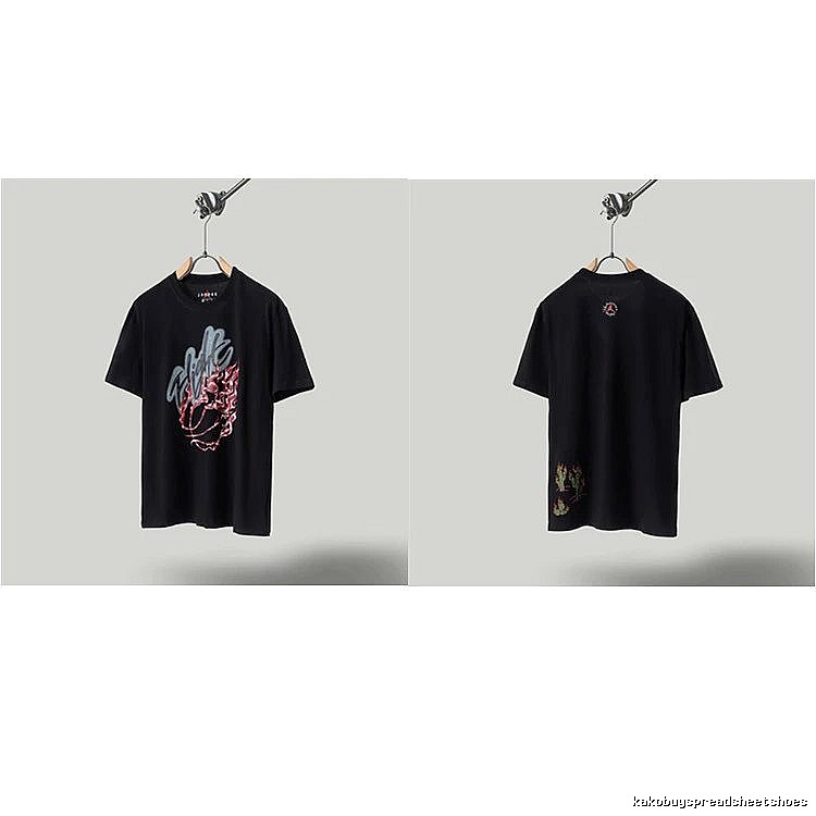 Travis Scott x Air Jordan Graffiti-style Black Short-sleeve T-shirt