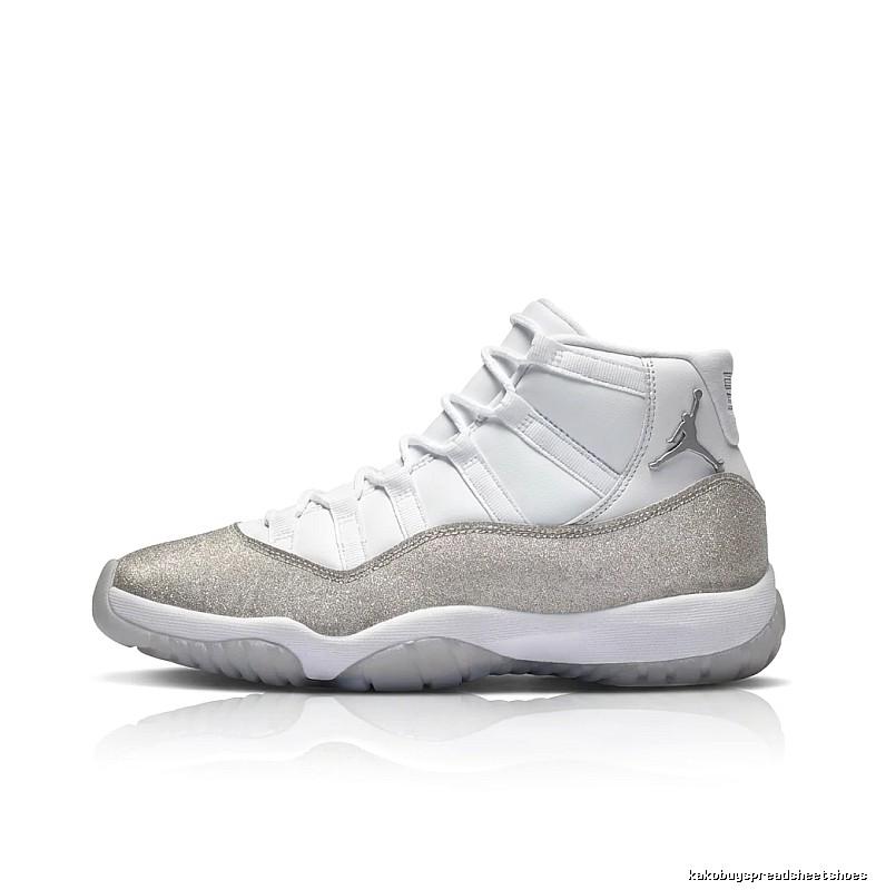 Trendy Silver and White Jordan AJ11 Sports Shoes