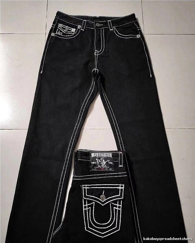 True Religion Black White Contrast Stitch Jeans Daily Styling Logo