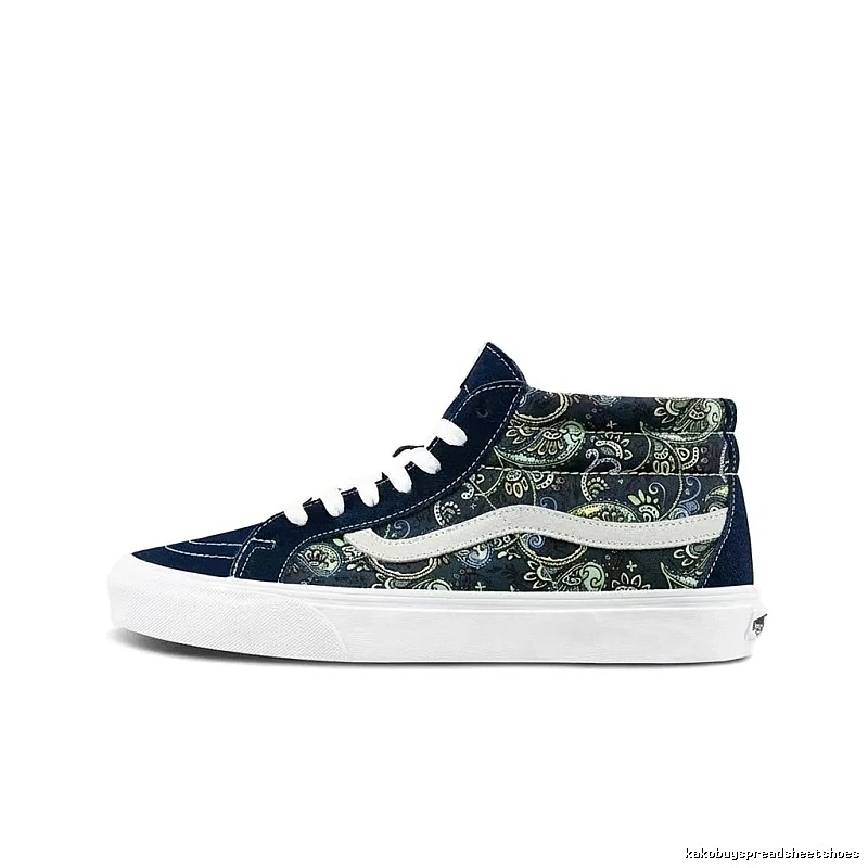 Vans High-top Shoes with a Vintage Wind and Cashew Flower Pattern