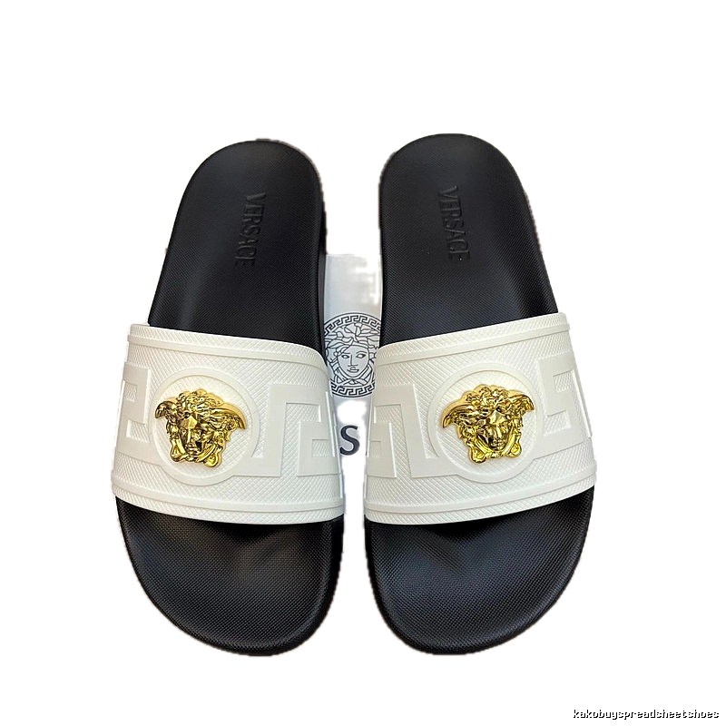 Versace Medusa Luxury Style White and Black Slides