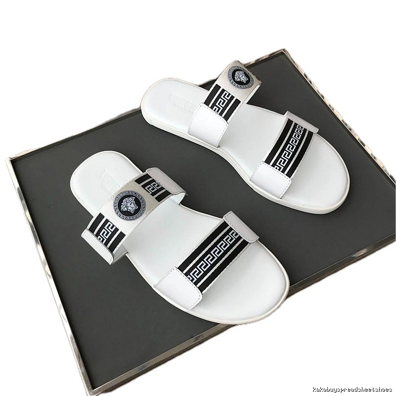 Versace Medusa Trendy Streetwear Style White Slides