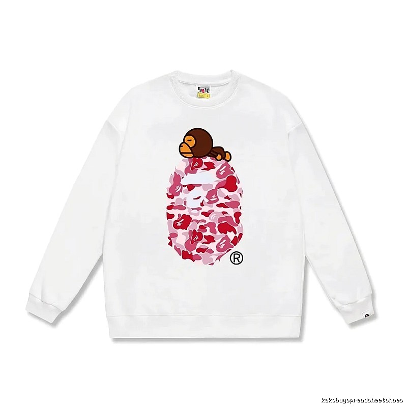 White hoodie in the style of Bape ape man camouflage