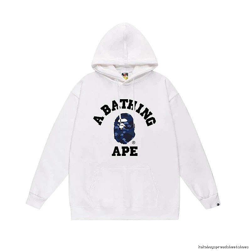 White hoodie with Bape Ape Head print