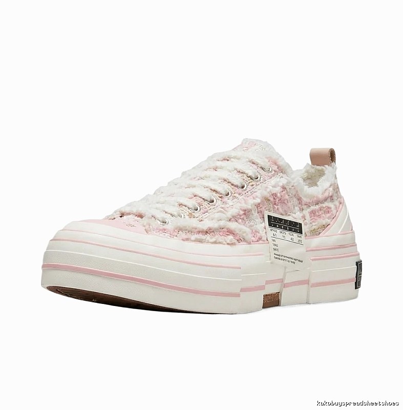 Xvessel denim-style pink and white canvas shoes