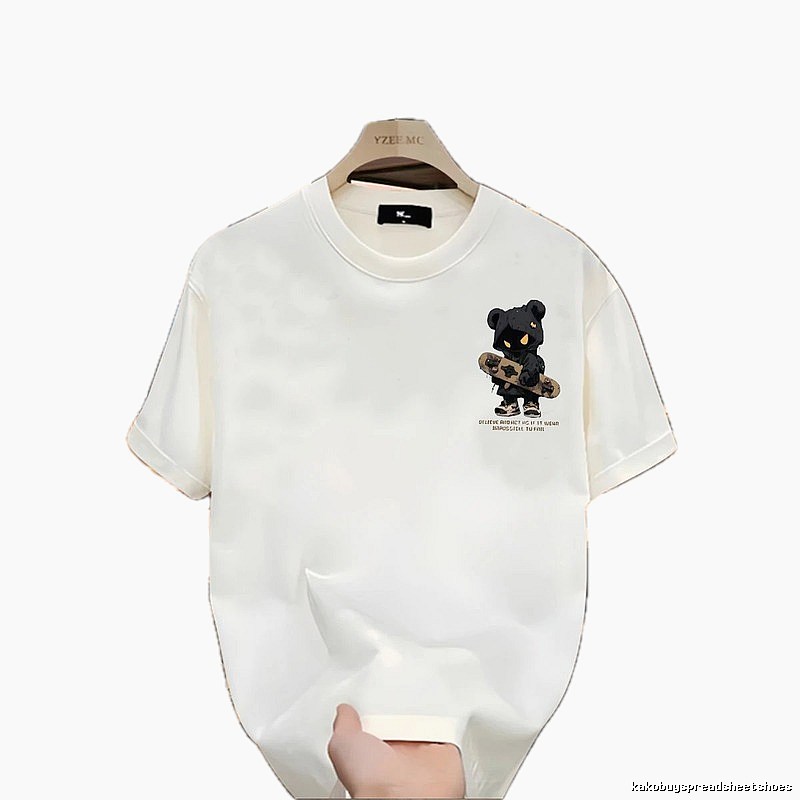 YZEE MC Skateboarding Bear Street Style Off-white T-Shirt